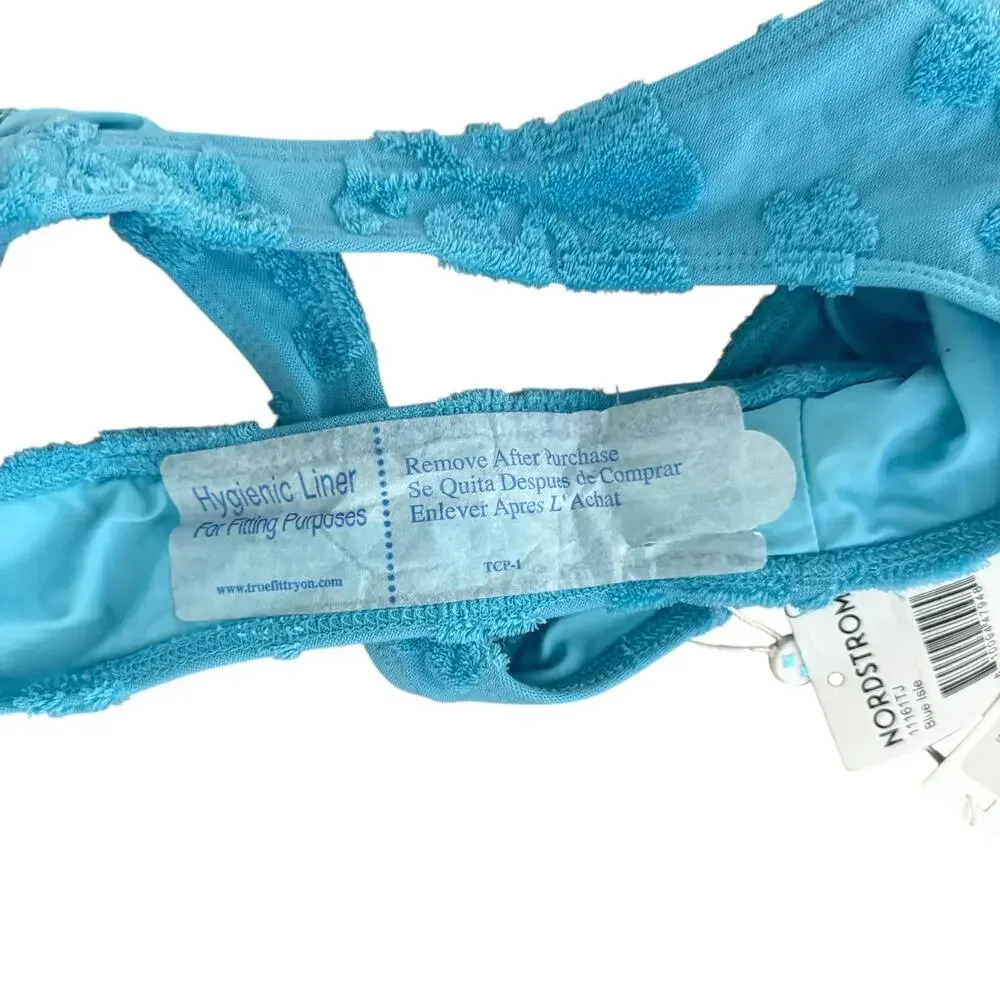 Frankies Bikinis Dallas Terry Jacquard Blue Set Bralette Bikini Top Boots